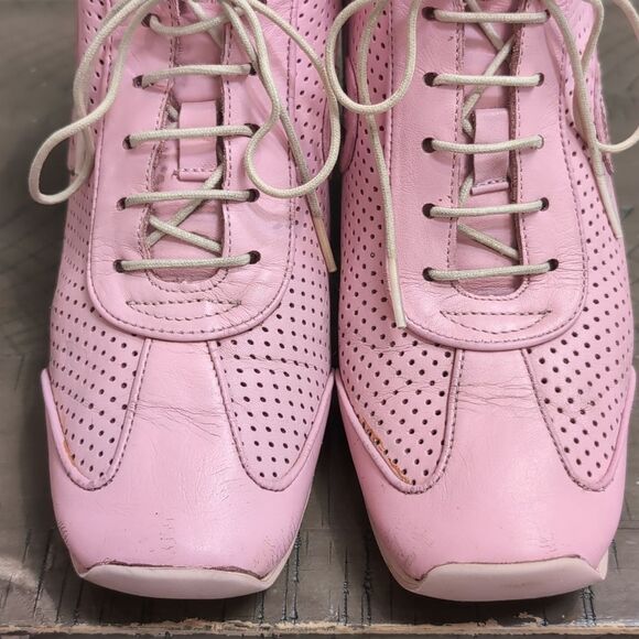 Vintage No Name Flyer Jogger Pink Wedge Sneakers Sz 40 - Picture 7 of 10